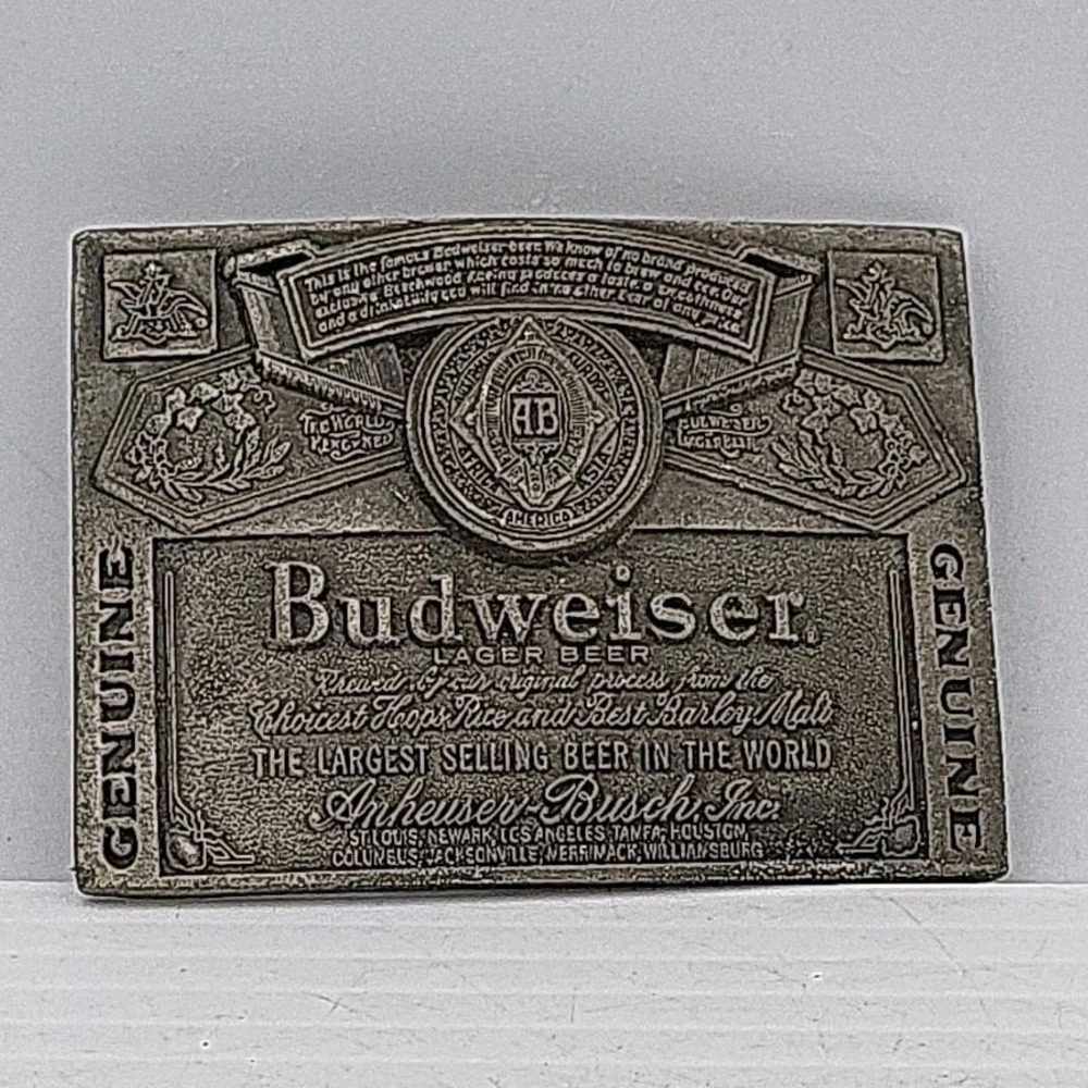 Budweiser King Of Beers Belt Buckle Vintage Made In USA 1976 BB27 Brass